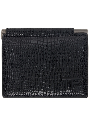 TOM FORD Black Leather Folding Money Clip Card Holder