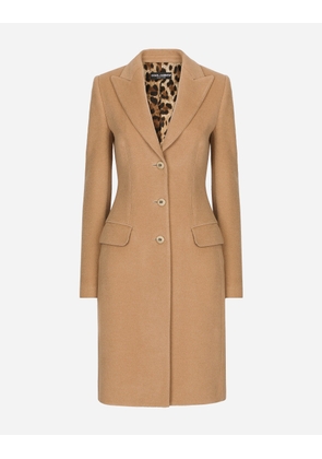 Dolce & Gabbana Single-breasted Camel Wool Coat - Woman Coats And Jackets Blush Camel Wool 40