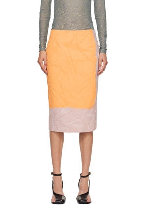 Dries Van Noten Pink & Orange Printed Midi Skirt