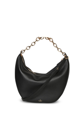 Valentino Black Leather Medium Hobo Vlogo Moon Shoulder Bag