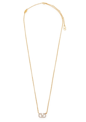 Valentino Garavani Vlogo Crystal-embellished Necklace - Gold - One Size