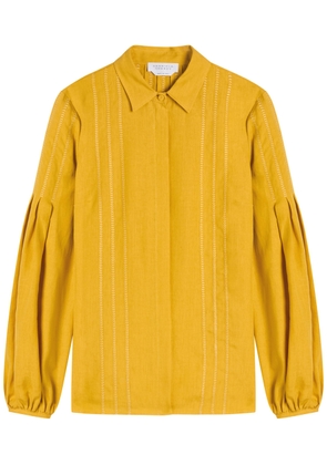 Gabriela Hearst Inga Pleated Linen Blouse - Gold Other - 40 (UK8 / S)