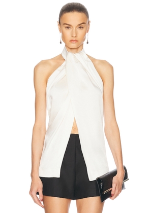 Stella McCartney Envers Satin Halterneck Top in Cream - Cream. Size 36 (also in 34, 40).