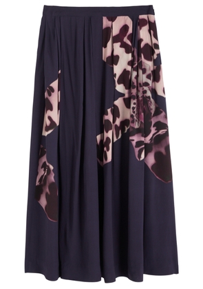 Dries Van Noten Soni Printed Voile Midi Skirt - Navy - 38 (UK10 / S)