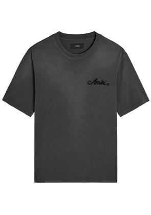 Amiri Bleach Bandana Patch Logo Cotton T-shirt - Black - M