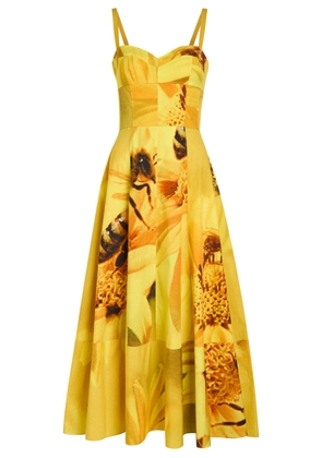 Tory Burch Printed Stretch-cotton Poplin Midi Dress - Yellow - 10 (UK14 / L)