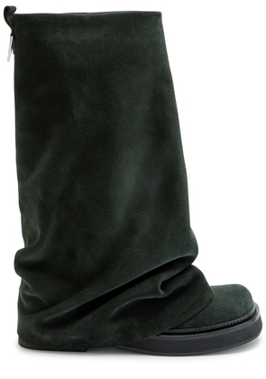 The Attico Robin Layered Suede Combat Boots - Khaki - 40 (IT40 / UK7)