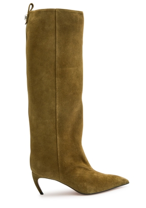 The Attico Lea 65 Suede Knee-high Boots - Khaki - 36 (IT36 / UK3)