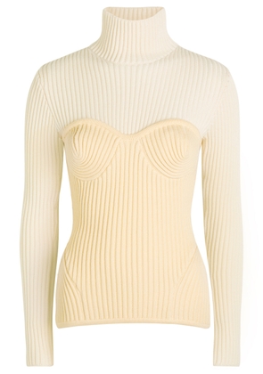 Jean Paul Gaultier Layered Ribbed Wool-blend top - Cream - XS (UK6 / XS)