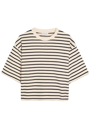 Anine Bing Myers Cropped Cotton-blend T-shirt - White And Black - XS (UK6 / XS)