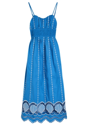 Rails Murano Embroidered Cotton Midi Dress - Blue - S (UK8-10 / S)