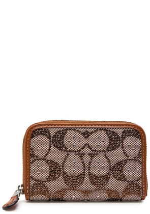 Coach Crystal-embellished Woven Wallet - Tan - One Size