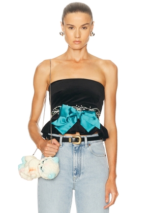 Valentino Velvet Embroidered Top in Black - Black. Size 40 (also in ).