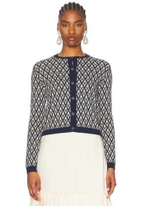 Valentino Toute La V Cardigan in Crema & Navy - Navy. Size M (also in XS).
