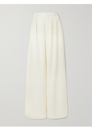 WARDROBE.NYC - Pleated Grain De Poudre Wool Wide-leg Pants - Off-white - xx small,x small,small,medium,large,x large