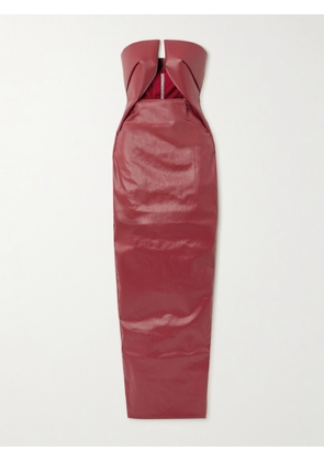 Rick Owens - Prong Strapless Coated-denim Maxi Dress - Red - IT38,IT40,IT42,IT44,IT46,IT48