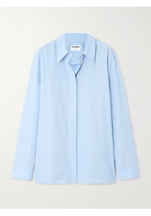 Jil Sander - Monday Embroidered Striped Cotton-poplin Shirt - Blue - FR 34,FR 36,FR 38,FR 40,FR 42
