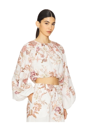 HEMANT AND NANDITA Bubble Hem Top in White. Size M. Also in L, S, XL, XS.