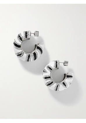 Jacquemus - Zebra Silver-tone, Enamel And Crystal Hoop Earrings - One size