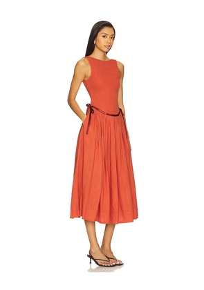 Free People Nightingale Solid Midi Dress in Orange. Size L. Also in M, S, XL, XS.