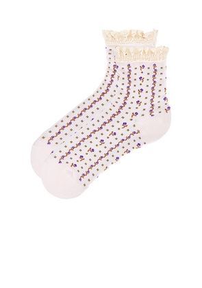 Free People Rosebud Waffle Knit Ankle Socks In Heavenly Pink in White.
