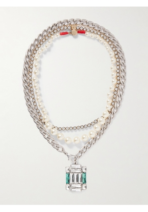 Roxanne Assoulin - The Eclectic Set Of Three Silver- And Gold-tone, Crystal And Faux Pearl Necklaces - One size