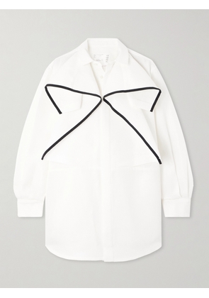 Sacai - Paneled Grosgrain-trimmed Silk And Cotton-blend Shirt - Off-white - 1,2,3,4