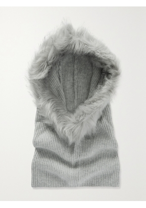 Eugenia Kim - Paulina Faux Fur-trimmed Ribbed Cashmere Snood - Gray - One size