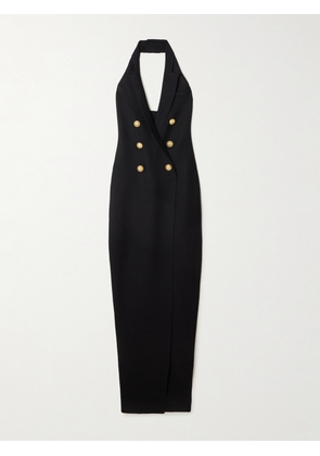 Balmain - Button-embellished Knitted Halterneck Maxi Dress - Black - FR 34,FR 36,FR 38,FR 40,FR 42,FR 44,FR 46