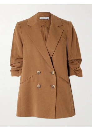Veronica Beard - Rupert Ruched Double-breasted Tencel™ Lyocell Blazer - Brown - US0,US2,US4,US6,US8,US10,US12