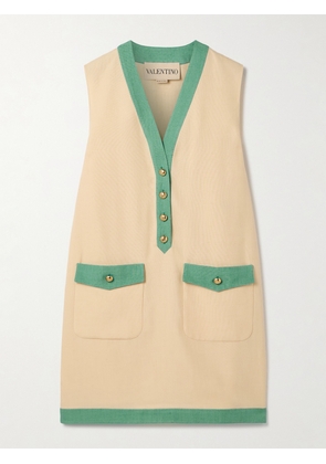 Valentino Garavani - Two-tone Canvas Mini Dress - Cream - IT36,IT38,IT40,IT42,IT44,IT46,IT48