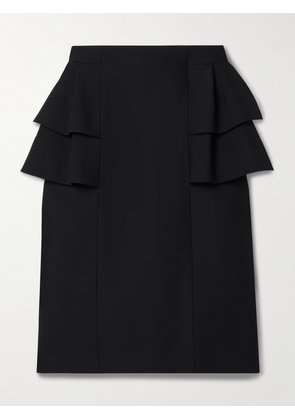 Valentino Garavani - Ruffled Wool And Silk-blend Crepe Midi Skirt - Black - IT36,IT38,IT40,IT42,IT44,IT46