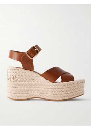Chloé - Isla Leather Platform Wedge Sandals - Brown - IT35,IT36,IT37,IT38,IT39,IT40,IT41