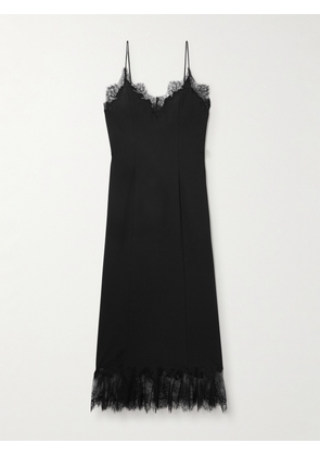 STAUD - Nadia Lace-trimmed Satin Midi Dress - Black - x small,small,medium,large,x large