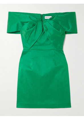 Rebecca Vallance - Bailey Off-the-shoulder Gathered Stretch-crepe Mini Dress - Green - UK 4,UK 6,UK 8,UK 10,UK 12,UK 14
