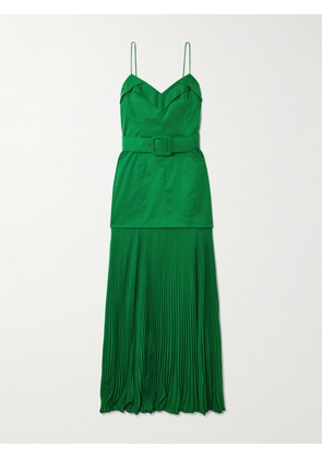 Rebecca Vallance - Bailey Belted Pleated Crepe Maxi Dress - Green - UK 4,UK 6,UK 8,UK 10,UK 12,UK 14