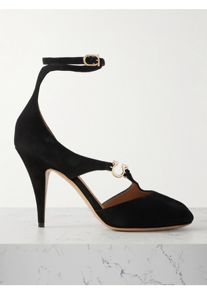 Ferragamo - Molly Embellished Suede Pumps - Black - US5.5,US6.5,US7,US7.5,US8,US8.5,US9,US9.5,US10,US10.5,US11.5