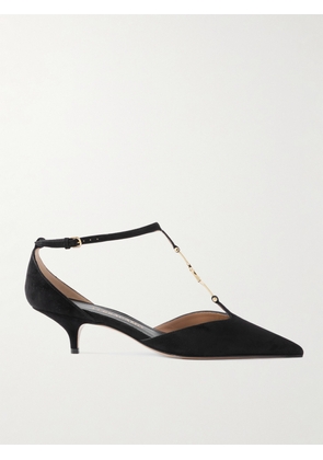 Ferragamo - Traci Embellished Suede Pumps - Black - US5.5,US6.5,US7,US7.5,US8,US8.5,US9,US9.5,US10,US10.5,US11,US11.5