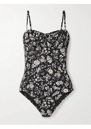 Ulla Johnson - Zahara Gathered Floral-print Underwired Swimsuit - Black - x small,small,medium,large,x large
