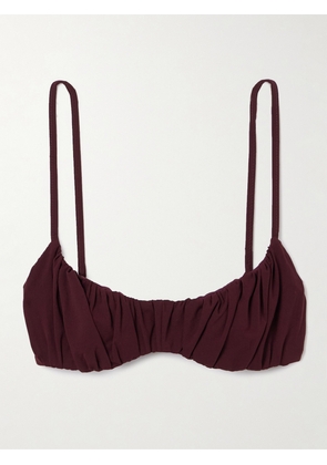 Ulla Johnson - Naomi Gathered Underwired Bikini Top - Burgundy - x small,small,medium,large,x large