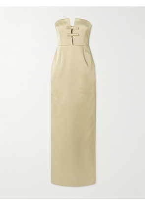 The New Arrivals Ilkyaz Ozel - Noa Strapless Bow-embellished Satin Gown - Ivory - FR 34,FR 36,FR 38,FR 40,FR 42,FR 44