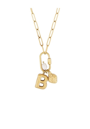petit moments Carabiner Initial Charm Necklace in Metallic Gold. Size C. Also in B, D, E, F, H, I, L, N, O, P, T.