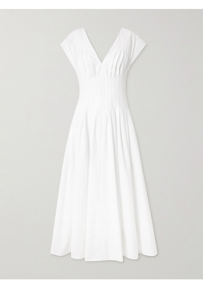 SIMKHAI - Nina Pleated Cotton-blend Poplin Midi Dress - White - US0,US2,US4,US6,US8,US10,US12
