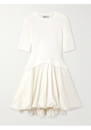 SIMKHAI - Kenny Ribbed-knit And Pleated Taffeta Mini Dress - White - x small,small,medium,large,x large