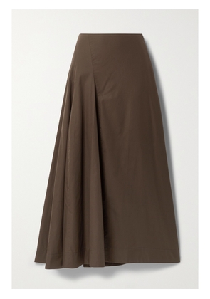 BITE STUDIOS - + Net Sustain Paneled Organic Cotton-poplin Maxi Skirt - Brown - UK 6,UK 8,UK 10,UK 12,UK 14,UK 16