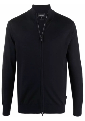 Emporio Armani zip-up virgin wool cardigan - Blue