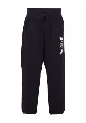Y-3 graphic-logo cuffed trousers - BLACK