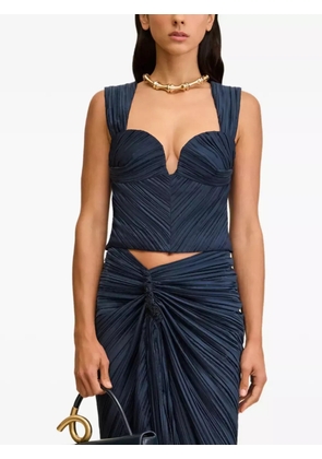 Cult Gaia pleated sweetheart-neck top - Blue