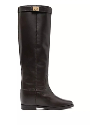 Via Roma 15 knee-high leather boots - Brown