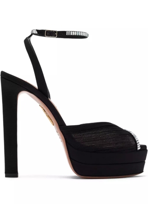 Aquazzura 130mm crystal-embellished platform sandals - Black